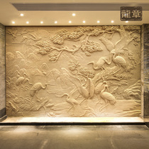 Custom sandstone relief background wall TV FRP imitation copper relief mural characters Animal landscape sculpture Dragon chapter