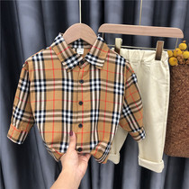 Girls Shirt Spring and Autumn Baby Plaid Shirt Childrens Shirt Boys 2021 Spring Tide Spring