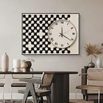 Retro checkerboard wall clock living room creative net red fashion ins style clock atmosphere simple modern clock wall hanging