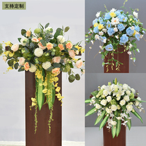 New platform flower podium silk flower simulation flower art wedding emcet business conference table flower front desk layout