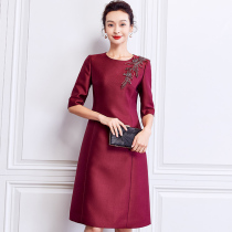 Xi mother-in-law dress Noble 2021 new autumn and winter wedding banquet evening dress temperament little man wedding mother dress