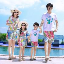 Beach parent-child clothing summer clothing family A family of three and four family decoration foreign mother and child clothing seaside family clothing Leisure set