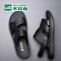 Wood Linson Sandals Sandals Men Genuine Leather Summer Advanced Bull Leather Cool Tug Men External Wear slippers Abrasion Resistant Beach Shoe Men