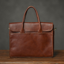 Twentyfour Street vintage leather tanned leather briefcase thin head cowhide Hand bag leather business bag