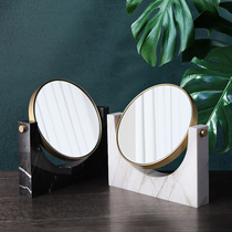 Nordic marble decorative mirror modern bedroom tabletop dresser makeup mirror double-sided mirror can be rotatable