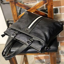 Tide card Korean version handbag mens leather briefcase Business uni-shoulder hand hold oblique satchel mens bag 2022 new