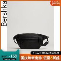 Bershka mens 2021 New Black trend double zipper running bag crossbody chest bag 09635266800