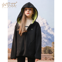 Girls double-sided fleece jacket autumn and winter new childrens foreign-style warm coat medium-size child padded zipper shirt