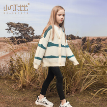 Girls Cardigan Jacket 2021 Spring and Autumn New Style Childrens Knitted Sweater Jacket