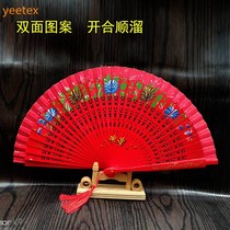 Wooden fan Dance fan Stage performance fan Cheongsam catwalk fan Good opening and closing Easy to fold double-sided folding fan Wedding fan