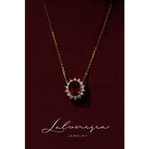 The Moon is the sea · rose Majesty rupees red treasure tourmaline necklace 18K gold diamond gift New year gift