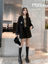 Suit jacket womens autumn and winter 2021 New Korean version of British style loose casual black woolen small suit jacket
