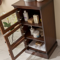 American bathroom side cabinet solid wood oak toilet side cabinet toilet storage storage storage narrow cabinet waterproof small standing Cabinet