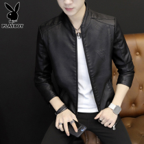 Playboy leather mens jacket top clothing autumn new Korean version of the trend casual handsome motorcycle jacket men