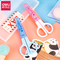 Power cartoon scissors portable children student cutting scissors paper cutting 6021 with safety protection handmade small scissors