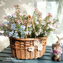 American country pastoral ins style handmade Willow rattan patchwork basket desktop remote control cosmetics storage box