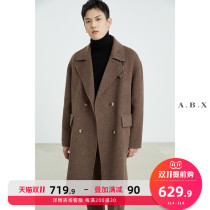 Autumn and winter New Western collar full wool double-sided woolen coat men long Korean trend thick cashmere coat