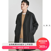 Spring and autumn new suit collar black windbreaker mens long loose Korean trend Handsome Mens autumn jacket