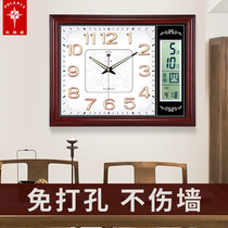 Polaris luminous living room wall clock Square fashion quartz clock Creative electronic perpetual calendar calendar Home watch