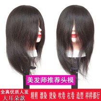 Full true hair head model real hair fake person head doll head model head model head apprentice practice can be hot roll dyeing and blow shape