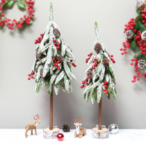 Christmas decorations desktop snow mini Christmas tree wooden desktop mall window ornaments