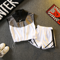 Childrens boy vest suit summer two sets 2022 new sport summer clothing thin foreign air sleeveless Korean version wave