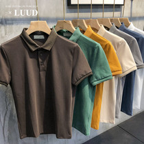 Polo shirt mens short-sleeved lapel trend summer pearl cotton solid color slim Korean version casual wild Paul T-shirt