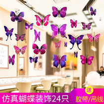 Shop Opening Decoration Pendant Spring Mall Shop Window Classroom Kindergarten Sticking Wall Emulation Butterfly Ceiling Arrangement