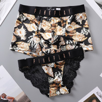 Sweet cub sweet couple panties lace ice silk cute sexy double temptation hot suit cotton crotch