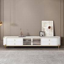Light luxury tea table TV cabinet combination rock board small apartment modern simple high-end new paint marble floor cabinet