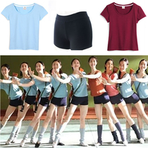 Fanghua with velvet dance T-shirt shorts performance costume two-piece modern dance cotton quality practice uniform adult