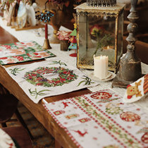 A bunch of pear flower ins style creative elk decoration home table mat fabric Christmas knitted insulation table mat