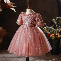 Flower girl wedding little girl dress girl foreign princess dress puffy gauze dress childrens host piano performance clothing