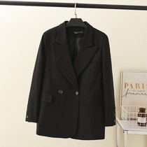 2022 Spring Autumn New Big Code Small Suit Jacket Woman Fat mm200 Catty Design Sense Loose Casual West Suit Jacket