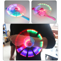 Childrens wrist glowing bracelet cartoon flash music rotating windmill toy wristband watch colorful LED fan