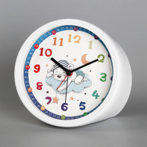 TQJ early education alarm clock childrens learning clock students use mute desktop clock fashion recognition clock bear clock bear table clock