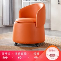 Nordic Single Sofa Chair Genuine Leather Modern Minimalist Storage Backrest Sloth Sofa Small Rotatable Mobile Leisure Chair