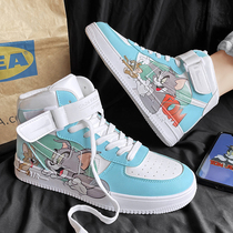 aj mens shoes winter high shoes 2021 students Air Force sports shoes graffiti board shoes winter plus velvet warm cotton shoes