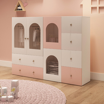  Childrens wardrobe storage cabinet household bedroom solid wood small wardrobe low locker girl baby wardrobe large capacity