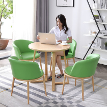 Solid Wood negotiation reception table and chair simple combination milk tea shop meeting guest office leisure small round negotiation Nordic dining table
