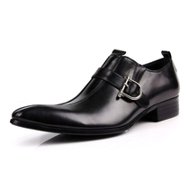 Brand new trend British mens pointed leather shoes Korean version of boutique business dress leather mens shoes buckle single shoes