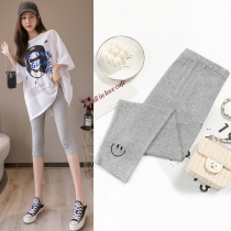 Summer dress New pregnant women belly pants pregnancy Capri pants foreign style thin elastic pants summer bottoming pants tide