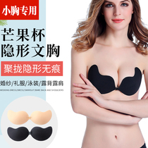Swimming invisible bra swimsuit bikini dairy gathers on invisible small chest lingerie silicone bra
