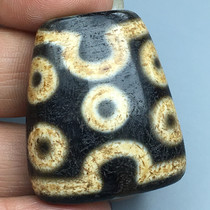 Tibet genuine trapezoidal agate stone seven-eye weathered old celestial pearl necklace pendant loose bead waist bead