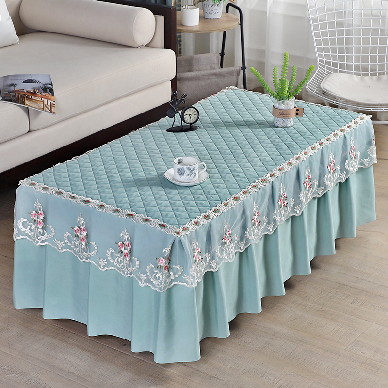 Tea tablecloth cover anti-slip tablecloth all-inclusive simple modern lace rectangular living room home dust pad fabric cover towel