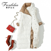 Two-sided thin down jacket womens long model 2021 new high-end Korean fashion large size slim coat winter