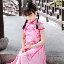 Childrens improved cheongsam Summer Girl dress Chinese style Guochao Tang suit thin costume costume princess skirt