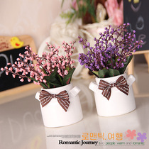 Milk bottle exquisite small bud office desk shop decoration simulation potted fake flower set flower set