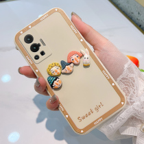 vivox70pro mobile phone case x70 female tide vivox60pro mobile phone case x60 curved screen version shell x60pro Net red cute cartoon silicone soft anti-drop full-bag mirror
