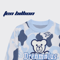 TEN BILLION designer brand cow bear winter loose round neck sleeve embroidery Sweater